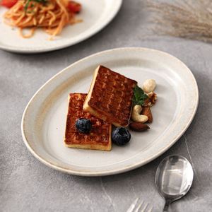 Hotel Restaurant Porcelain 9/10 Inch Oval Shaped Fish <b>Plate</b> <b>Ceramic</b> Dessert <b>Plate</b> Japanese Retro Household Charge <b>Plate</b> - Product Image 4