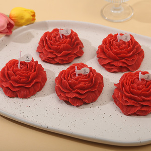 Diseño novedoso E130, vela perfumada Floral personalizada con forma <span class=keywords><strong>de</strong></span> flor <span class=keywords><strong>de</strong></span> lujo en forma <span class=keywords><strong>de</strong></span> peonía multicolor para decoración <span class=keywords><strong>de</strong></span> boda y regalo - Product Image 1