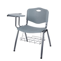 Chaise de formation et de réunion en plastique et métal chromé à prix abordable avec tablette d'écriture intégrée