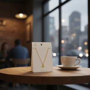 Collier avec pendentif lettre M en acier inoxydable plaqué or, bijoux de mode unisexe - Product Image 2