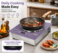 Cuisinière électrique infrarouge portable concave avec plaque en verre céramique incurvée, commande tactile, brûleur unique pour la cuisine à domicile
