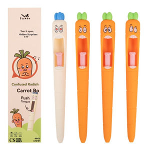 Bolígrafo de gel neutro con diseño de rábano confuso y forma de zanahoria, divertido, con lengua que sale al presionar, para oficina y material escolar - Product Image 1