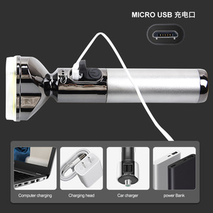 ไฟฉาย LED แบบชาร์จไฟได้ อลูมิเนียมอัลลอยด์ พร้อมตัวปรับความสว่าง ใช้กลางแจ้ง แสงสีขาว - Product Image 4