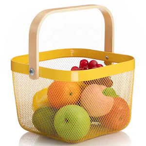 Panier de rangement en métal à mailles métalliques pour pique-nique, fruits et aliments, portable et tendance - Product Image 2