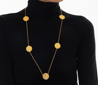 Personnalisez le dernier collier tendance en acier inoxydable 316L PVD plaqué or 18 carats avec chaîne de chandail à maillons longs pour femmes