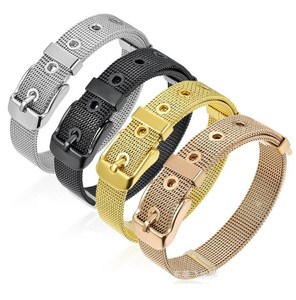 6mm 8mm 10mm 18mm braccialetti con cinturino in maglia di acciaio inossidabile per donna uomo braccialetto nero in oro rosa dorato - Product Image 3
