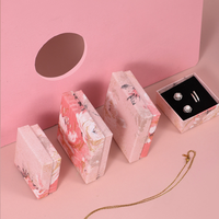 Boîte d'emballage de bijoux auto-élevante personnalisée, écologique, recyclable, avec impression personnalisée, couleur personnalisée, motif floral, forme irrégulière pour