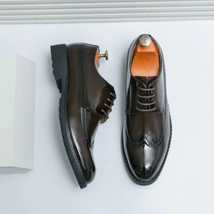 Nuove Scarpe Oxford in Vera Pelle Slip-On per Uomo, Eleganti per Affari, Matrimoni, Casual, Comode, Morbide, Antiscivolo, con Punta Affusolata, per Esterni - Product Image 1
