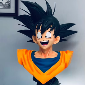 Statue de Goku souriant en résine peinte à la main de haute qualité, buste mi-corps, série <span class=keywords><strong>Dragon</strong></span> Ball, base Shenron pour la décoration de la maison - Product Image 1