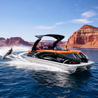 Nouveau Bateau Ponton en Aluminium de 22 pieds (2026) - Ponton de Pêche pour 12 Personnes, Rangement Porte-Cannes, Certifié CE, Moteur et Remorque en Option