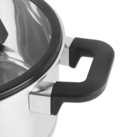 Ensemble de casseroles et poêles en acier inoxydable de forme droite, personnalisable par l'usine OEM, avec couvercle en verre plat