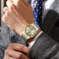 Мужские часы POEDAGAR 675 Gold Luxury Fashion, корпус из нержавеющей стали, водонепроницаемость 3BAR, кварцевый механизм, циферблат с римскими цифрами