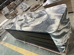 Moderno Piano di Lavoro in Marmo di Lusso Design Paesaggistico <span class=keywords><strong>Verde</strong></span> Naturale Isola <span class=keywords><strong>Cucina</strong></span> Bagno Top per Mobile Bagno in Marmo <span class=keywords><strong>Verde</strong></span> - Product Image 2