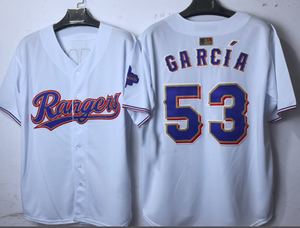 Maillot de sport pour <span class=keywords><strong>homme</strong></span>, nouvelle mode, vente en gros d'usine, maillot de baseball américain, Texas Ranger 53 <span class=keywords><strong>Garcia</strong></span>, taille plus - Product Image 3