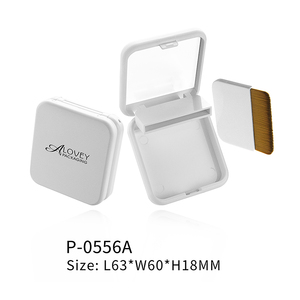 方形定制化妆品空粉盒带镜子带刷子的压粉盒 - Product Image 6