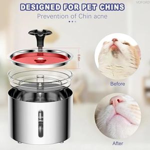 Elecpet Water Fountain for Stainless Steel Cats Flower Design Automatic Pet Water Dispenser with Filter - Product Image 3