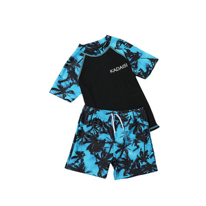 Traje de baño Baiya para niños, de dos piezas, manga corta, secado rápido, número 23, azul, con estampado de cocoteros, para 4-6 años - Product Image 5