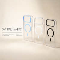 iPhone 16 Pro Max Telefoonhoesje Transparant TPU PC 2-in-1 Magnetisch Draadloos Opladen Slank Doorzichtig Stootbestendig Hoesje Groothandel
