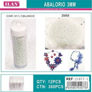 Perline Bianche Ilan Abalorio da 3mm per Creazione di Gioielli e Forniture Artigianali - Product Image 1