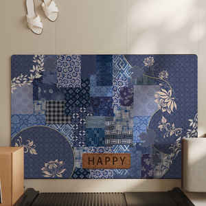 Paillasson de style chinois rectangulaire en fibre de polyester, motif traditionnel, antidérapant, facile à nettoyer, design « Bienvenue » - Product Image 1