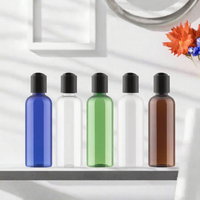 Bouteilles rondes Boston vides en PET de 30 ml (30/50/60/100/120 ml) avec bouchon à disque noir, impression sérigraphique pour emballage de shampoing, huile corporelle, cosmétiques