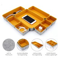 Boîte de rangement rectangulaire en feutre thermoformé, tiroir moulé, solution d'organisation pour bureau et maison