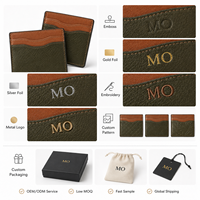 Porte-cartes en cuir bicolore, portefeuille fin pour cartes avec logo personnalisé pour les marques de détail, les cadeaux d'entreprise et les commandes en gros