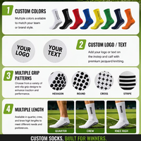 Chaussettes de football personnalisées en jacquard tricoté, antidérapantes, pour jeunes et adultes, avec motifs de grip sur la semelle, pour l'entraînement de football masculin