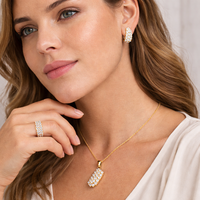Parure de Bijoux en Zirconium et Or 18K Style Dubaï, Collier et Bijoux de Mariage Tendance pour Femme, Prix de Gros