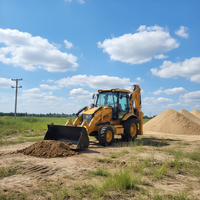Mini Excavator Loader 4x4 Murah, Backhoe Loader Kecil, Wheel Loader Kompak China, Traktor Penggali, Pompa Mesin