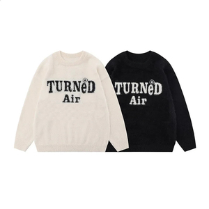 เสื้อสเวตเตอร์ผ้าขนแกะสำหรับผู้ชายเสื้อถักลายตัวอักษรแจ็คการ์ด - Product Image 5