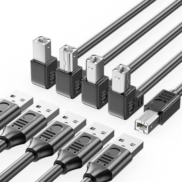 USB Type A to Type B Cable USB 2.0 A Male to B Male 90 Degree Printer USB Cord for More Printers