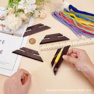 Juego de herramientas de tejeduría de cinta de madera, lanzadera de tejeduría de madera de haya, varillas anguladas, accesorios de manualidades DIY - Product Image 3