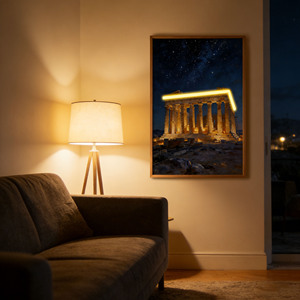Tableau mural LED encadré Paysage Urbain sur Toile – Décoration Murale Lumineuse pour Salle de Bain, Chambre et Salon - Product Image 1