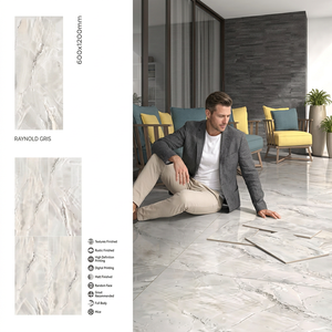 Raynold Gris Design 600x1200mm Polished Glazed Porcelain Tiles 24x48 Glossy Vitrified Ceramic Floor Outdoor Hall Bathroom 20mm - Product Image 6