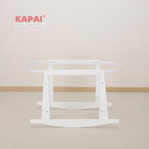 Support de <span class=keywords><strong>berceau</strong></span> à bascule en bois blanc, cadre compact avec anneau métallique incurvé, base à bascule stable pour <span class=keywords><strong>berceau</strong></span> de nouveau-né - Product Image 4