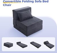 Canapé-lit convertible avec oreiller, matelas pliable en mousse haute densité de 8 pouces d'épaisseur, chaise-lit simple