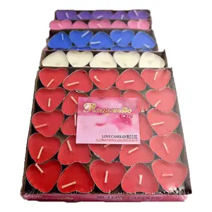 Wholesale Plastic Colored Scented Heart Shape Tea Light Candle For Wedding