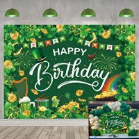 Joyeux Jour de la Saint-Patrick : Toile de fond d'anniversaire, Jour de la Chance Irlandaise, Fond de photographie trèfle vert, Bannière de fête de la Saint-Patrick