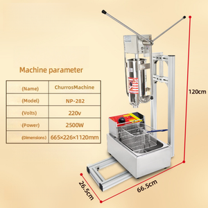 Máquina Comercial Eléctrica para Churros Españoles de Acero Inoxidable 304 de 5L con Freidora y Rellenador Manual de 3 Boquillas para Panadería y Snacks - Product Image 6