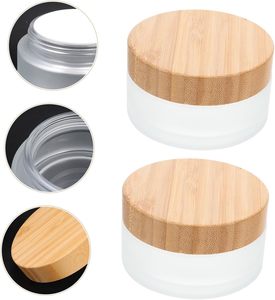 5g 15g 30g 50g 100g 200g Cosmetic Bamboo Lid Glass Jar, 50g Face Cream Frost Glass Jar with Bamboo Lid - Product Image 6
