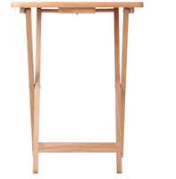 Table de service de collation TV portable pliante en bois rectangulaire, construction en bois massif avec finition naturelle, naturel, ensemble de 2 pièces