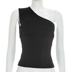 เสื้อกล้ามครอปท็อป Viviblook รุ่น Y26TP129 สำหรับผู้หญิง ดีไซน์ใหม่ คอเฉียง แต่งระบาย ผ้าต่อผ้า สำหรับฤดูร้อน - Product Image 1