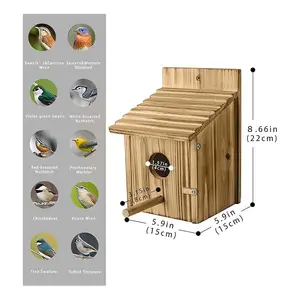 Wood Bird Houses for Outside with Pole for Finch Bluebird Cardinals Hanging Birdhouse Clearance Garden Country Cottages