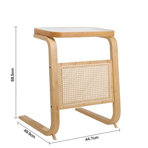 Nordic <strong>C</strong> <strong>Shaped</strong> Bamboo Rattan Bedroom Bed Sofa Coffee Side <strong>Table</strong> for Living Room, Glass Top End <strong>Table</strong> - Product Image 6