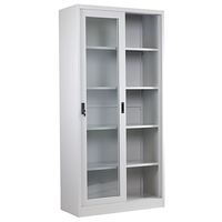 Armoire de classement en acier à 2 portes coulissantes, armoire de rangement en métal avec étagères réglables pour le bureau