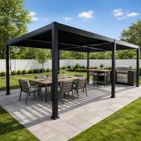 Pergola extérieure en aluminium à toit rigide résistant aux intempéries, avec toit en acier renforcé et système de drainage