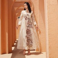 Robe Abaya NC78, nouveau style, en laine élégante, broderie en maille, robe ethnique musulmane, application artisanale lourde
