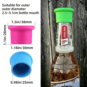 Bouchons de bouteille en silicone réutilisables, gardent les boissons fraîches, étanchéité hermétique, préservent la carbonation, anti-fuite pour les bouteilles de bière, de vin, de soda, de sauce - Product Image 2