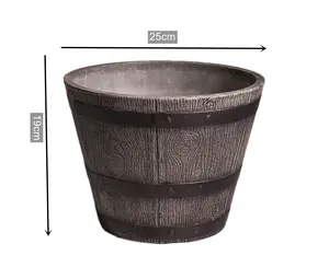 Meio barril vaso de flores, efeito de carvalho de madeira vaso de plantas-com furos de drenagem na parte inferior